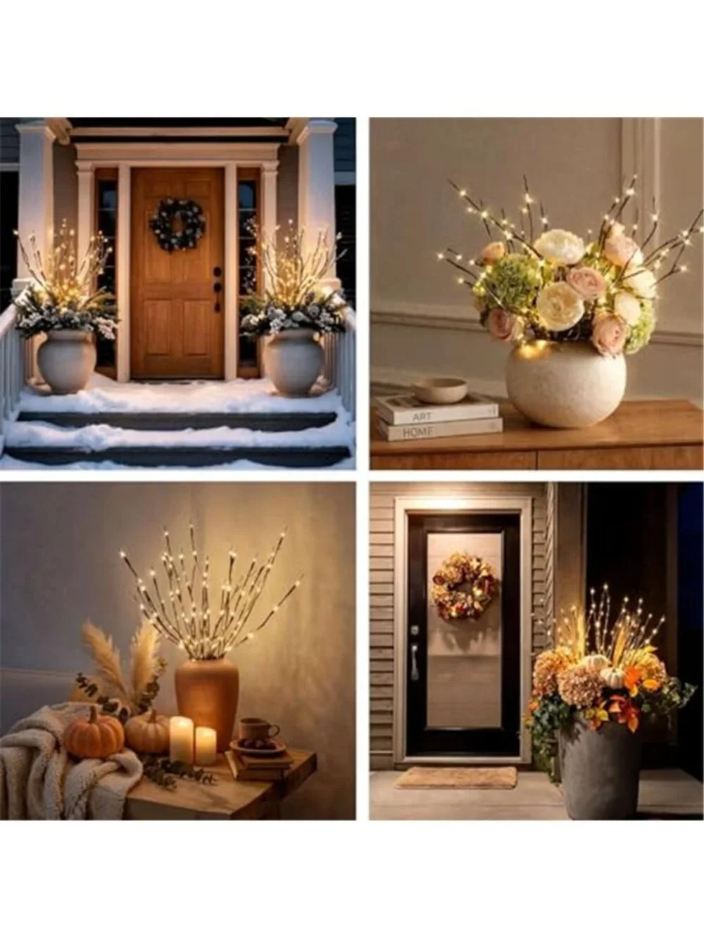 Lighted Branches Warm White LED Twig Lights Battery Timer Vase Decor 3 Pack